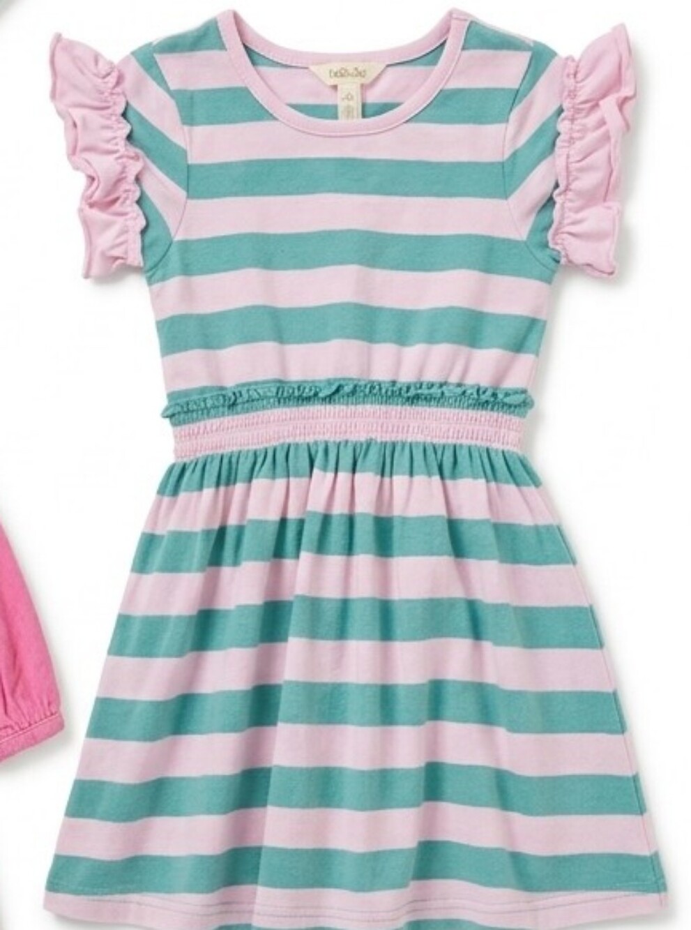 Matilda Jane Pink & Mint Striped Ruffle-Sleeve Dress